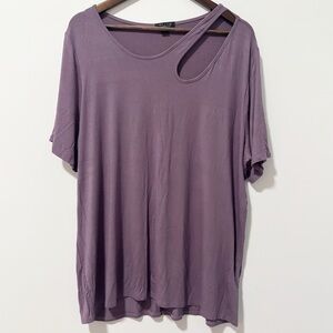 Willow Young Contemporay Short Sleeve Tee Womens Size 2X Lavender Neck Cutout